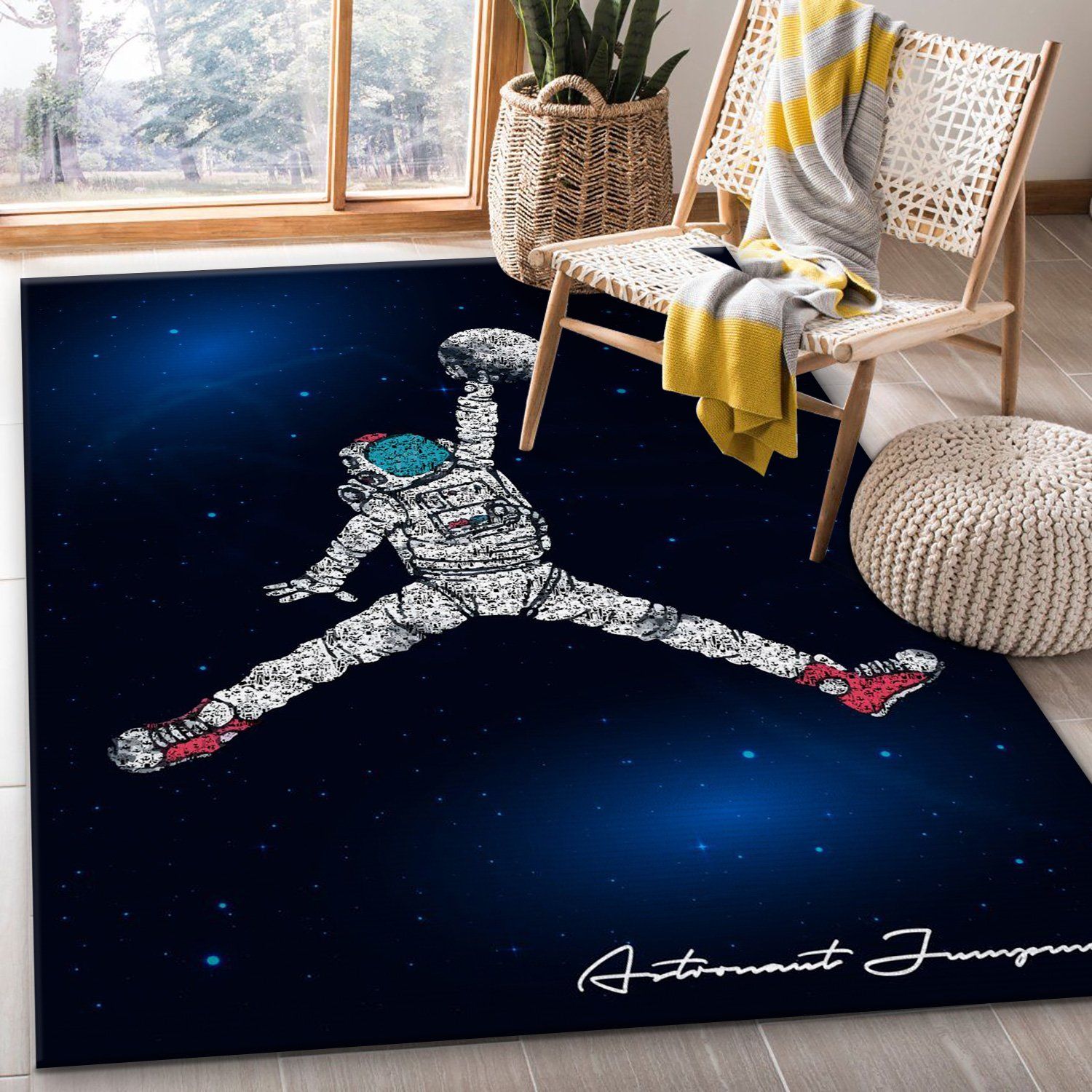 Astronaut Jumpman Jordan Rug Bedroom Rug Home US Decor