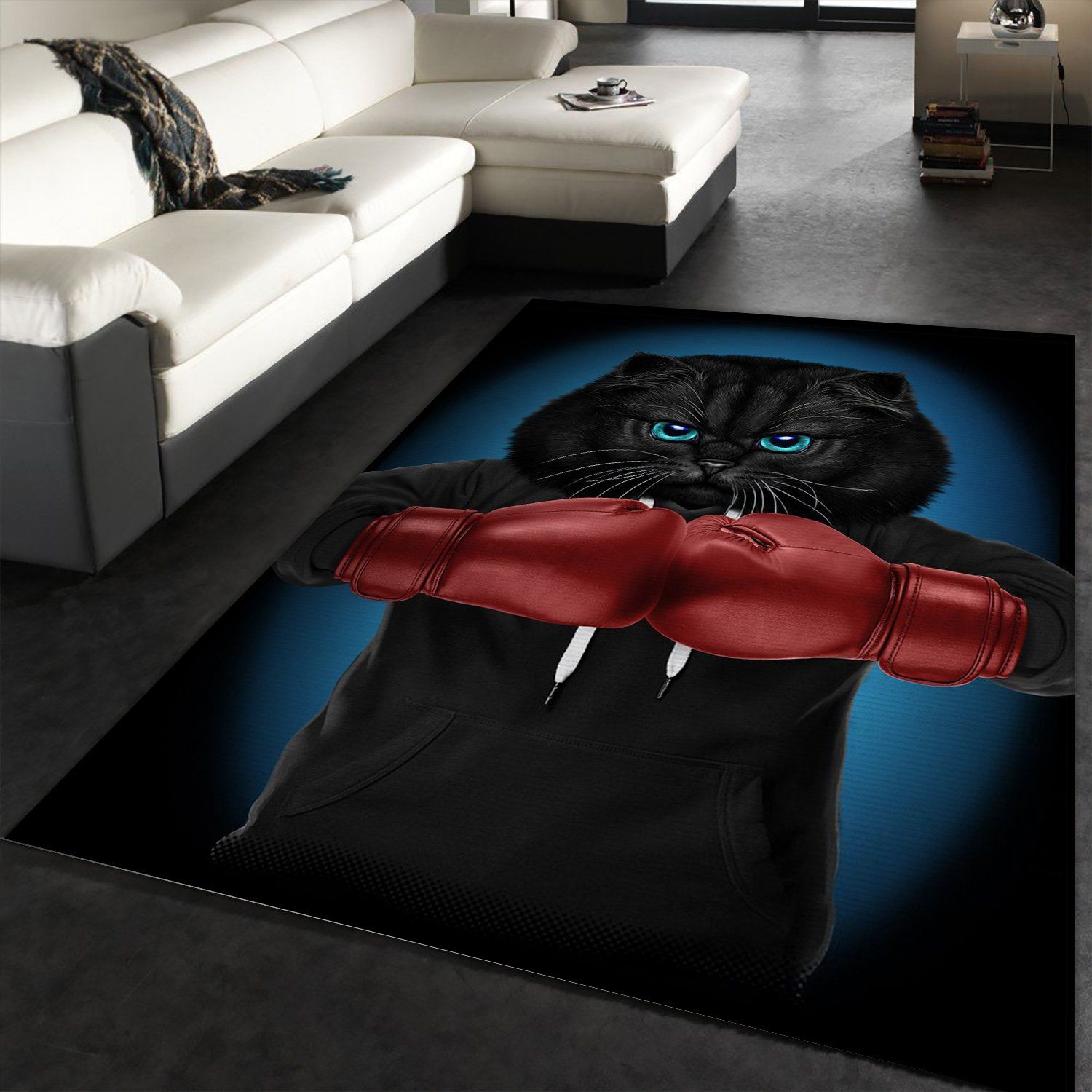Boxer Cat Boxing Champion Area Rug Living Room Rug Floor Decor Home Decor