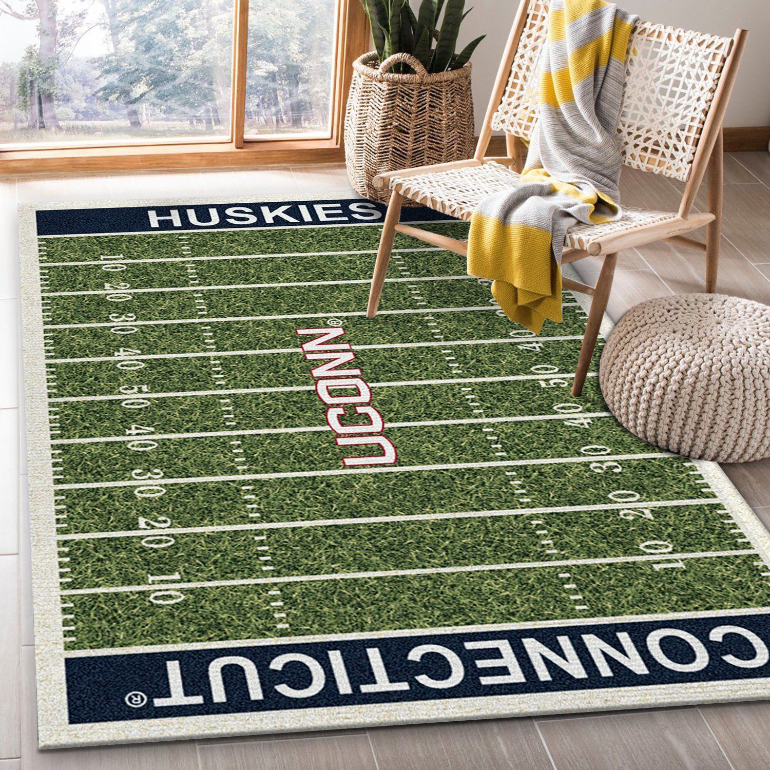 College Connecticut NFL Team Logo Area Rug