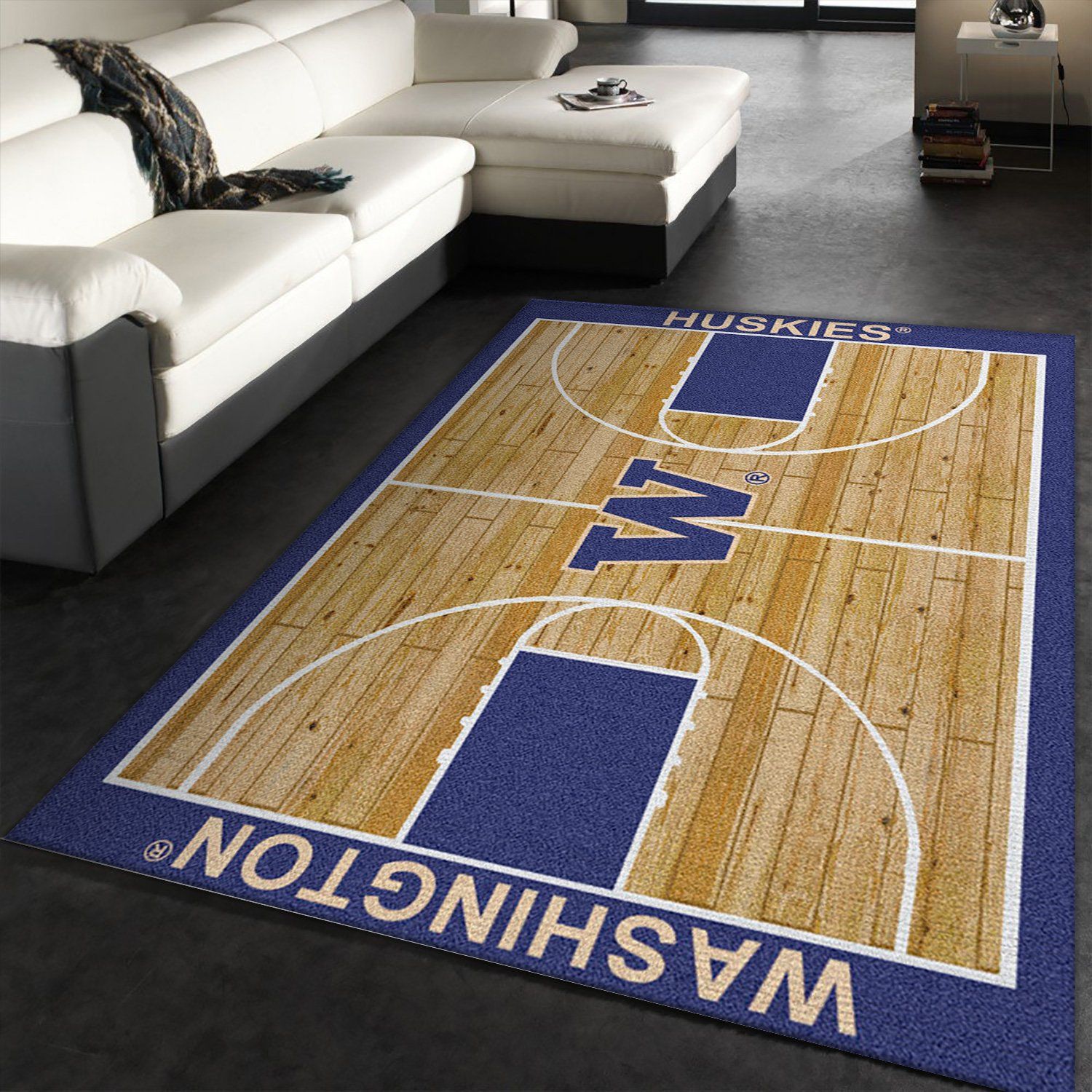 College Home Court Basketball Team Logo Area Rug