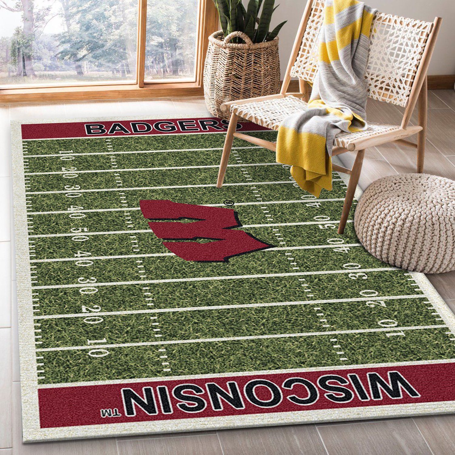 College Wisconsin NFL Team Logo Area Rug