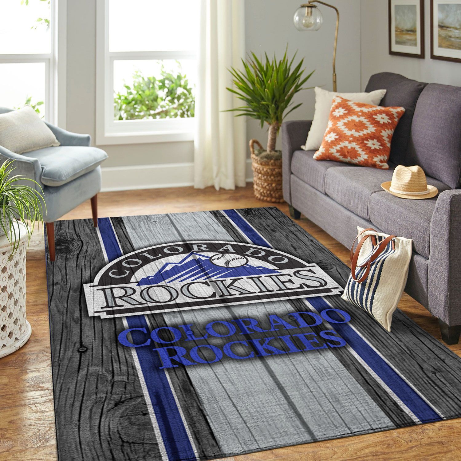 Colorado Rockies Mlb Team Logo Wooden Style Style Nice Gift Home Decor Rectangle Area Rug
