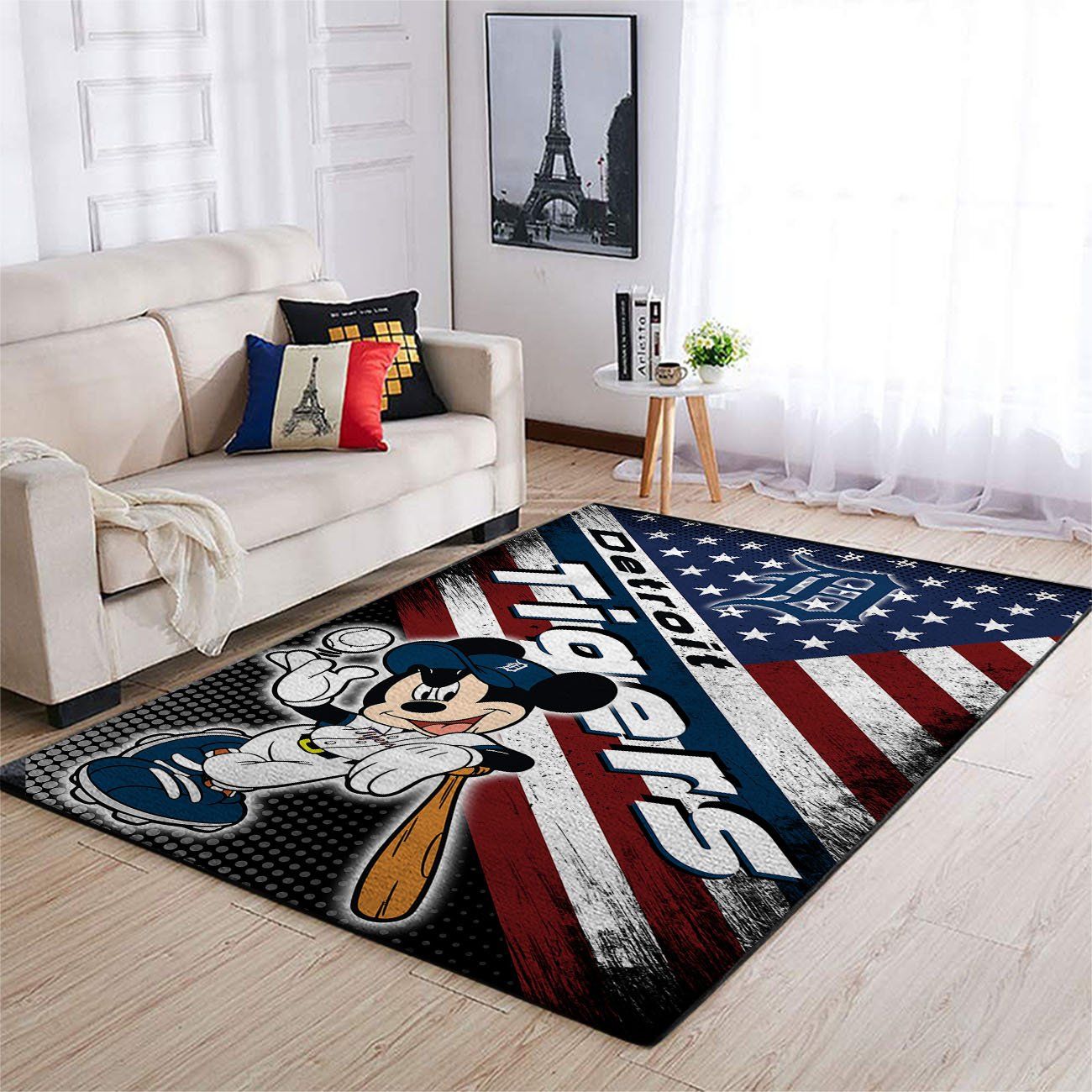 Detroit Tigers Mlb Team Logo Mickey Us Style Nice Gift Home Decor Rectangle Area Rug