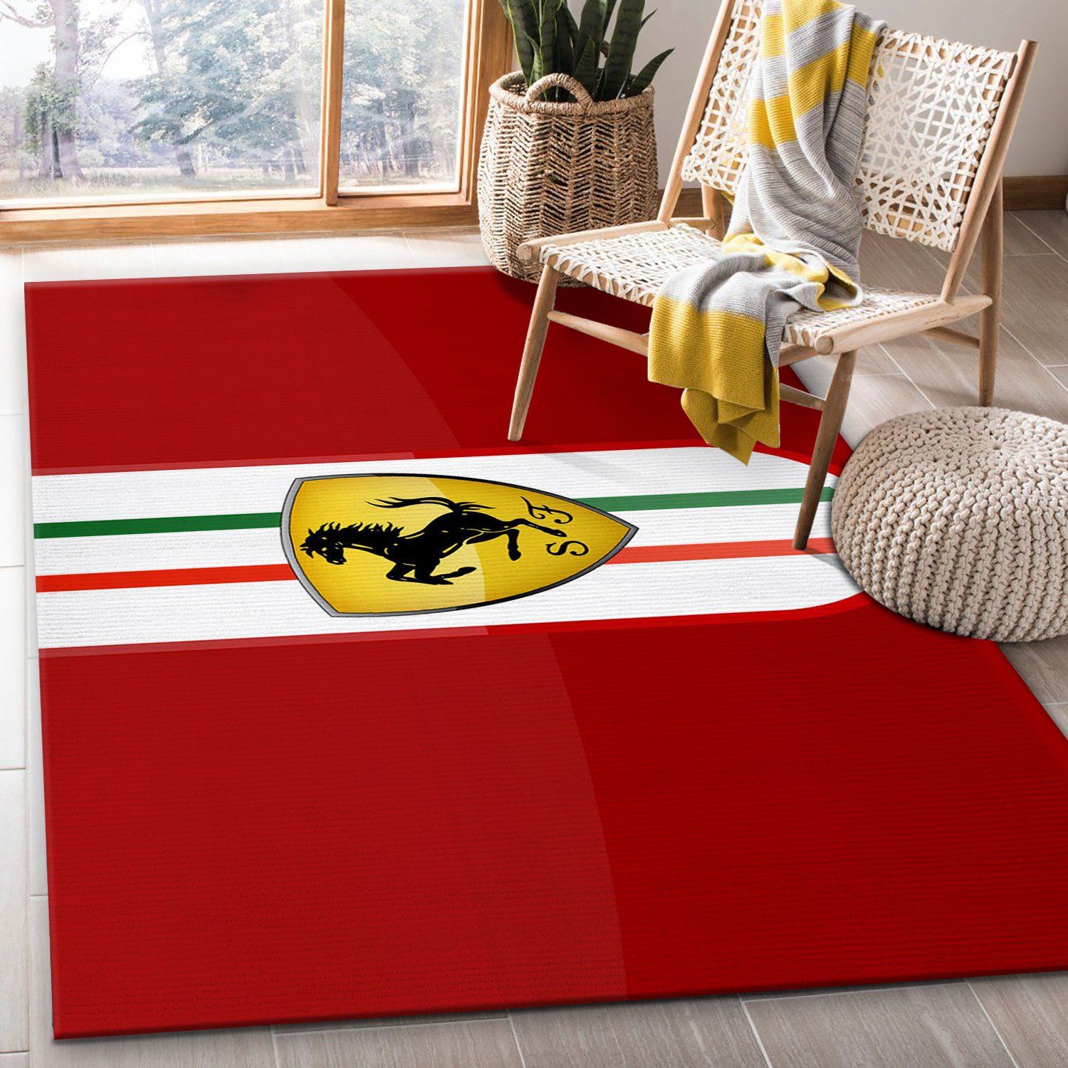 Ferrari Logo Hd Area Rug For Christmas Living Room Floor Decor Home Decor