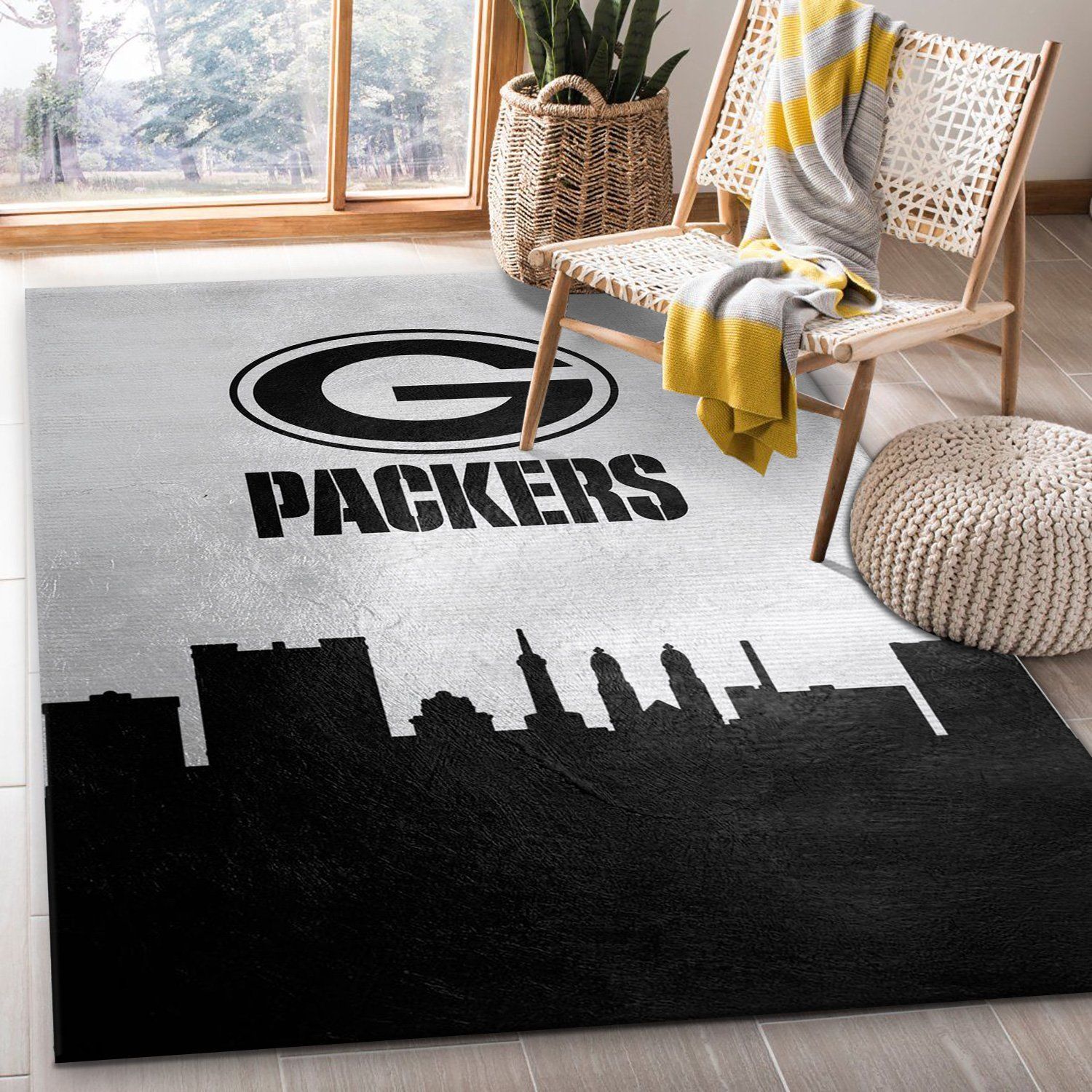 Green Bay Packers Skyline NFL Area Rug For Christmas