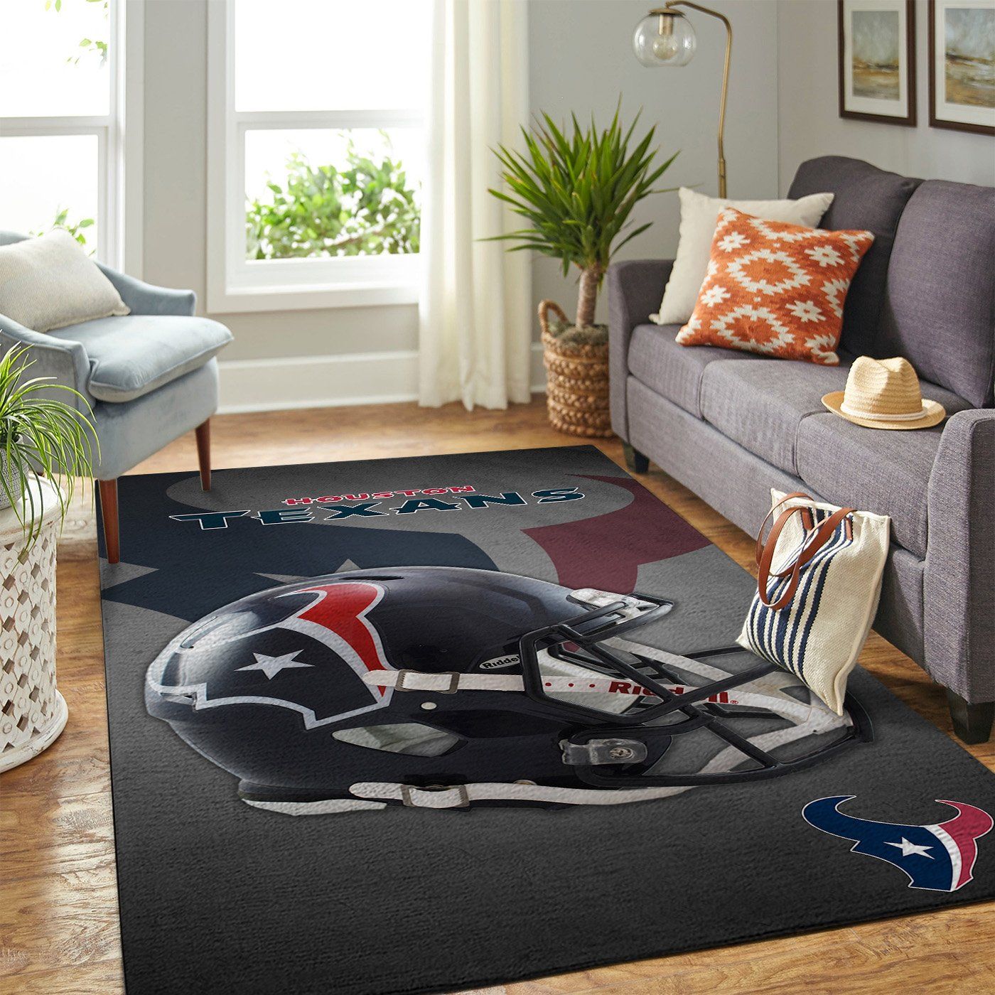 Houston Texans Nfl Team Logo Helmet Nice Gift Home Decor Rectangle Area Rug