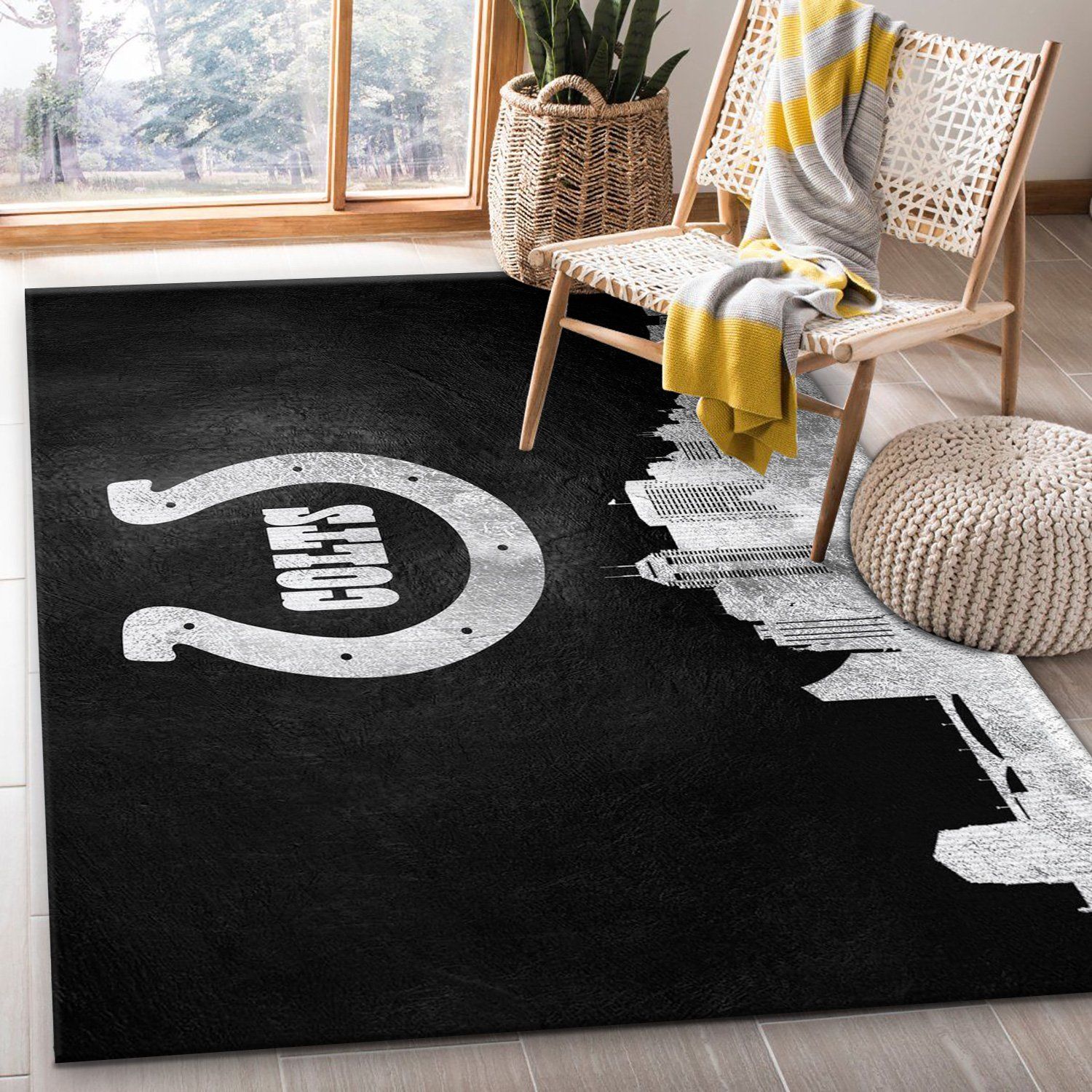 Indiana Colts Skyline NFL Area Rug Carpet