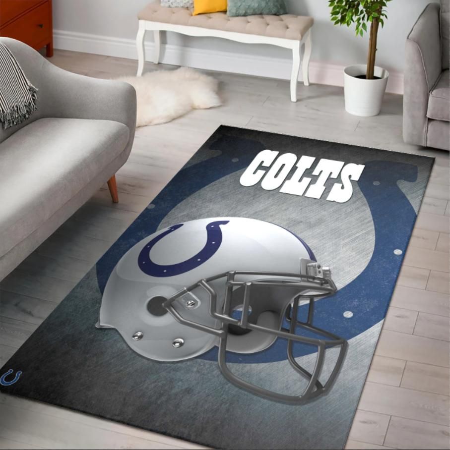 Indianapolis Colts Nfl Team Football Area Rug Rugs For Living Room Rug Home Decor