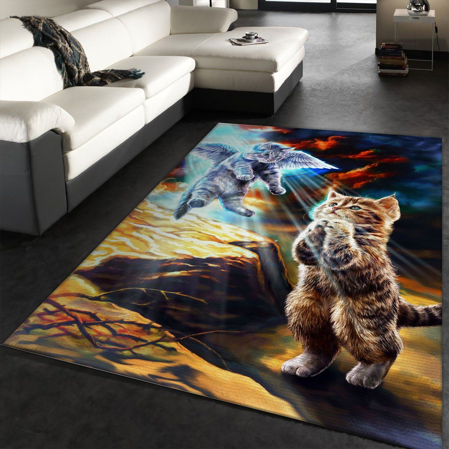 Jesus Cat Praying Area Rug Living Room Rug Christmas Gift US Decor