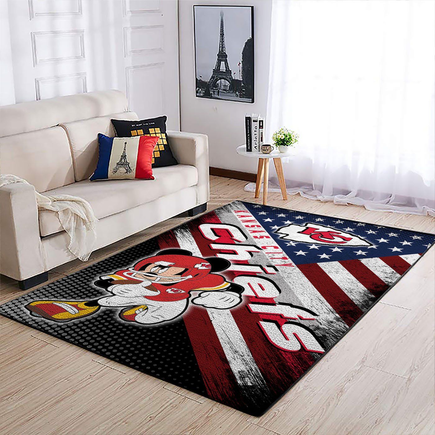 Kansas City Chiefs Nfl Team Logo Mickey Us Style Nice Gift Home Decor Rectangle Area Rug