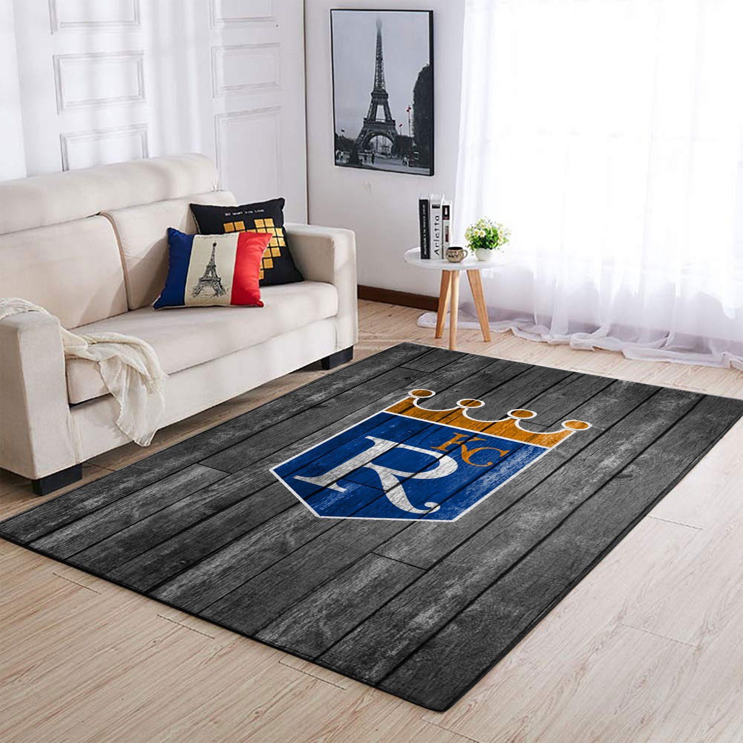 Kansas City Royals Mlb Team Logo Grey Wooden Style Style Nice Gift Home Decor Rectangle Area Rug