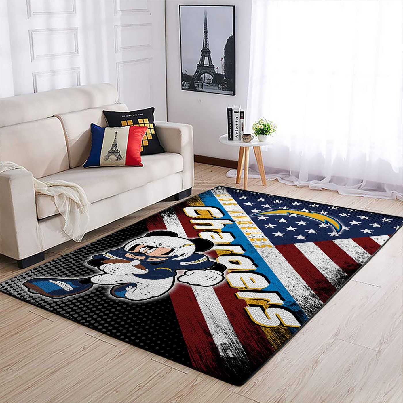 Los Angeles Chargers Nfl Team Logo Mickey Us Style Nice Gift Home Decor Rectangle Area Rug