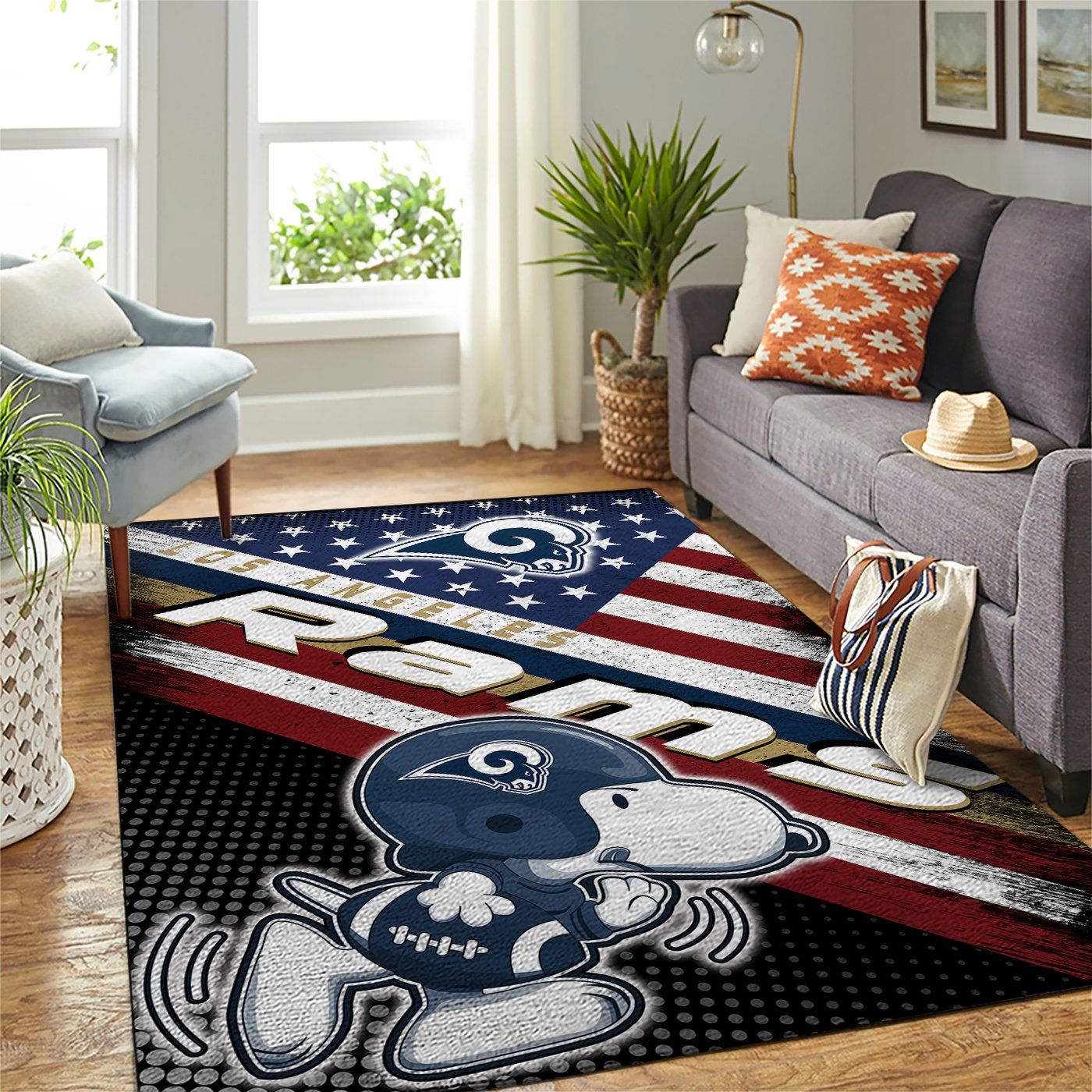 Los Angeles Rams Nfl Team Logo Snoopy Us Style Nice Gift Home Decor Rectangle Area Rug