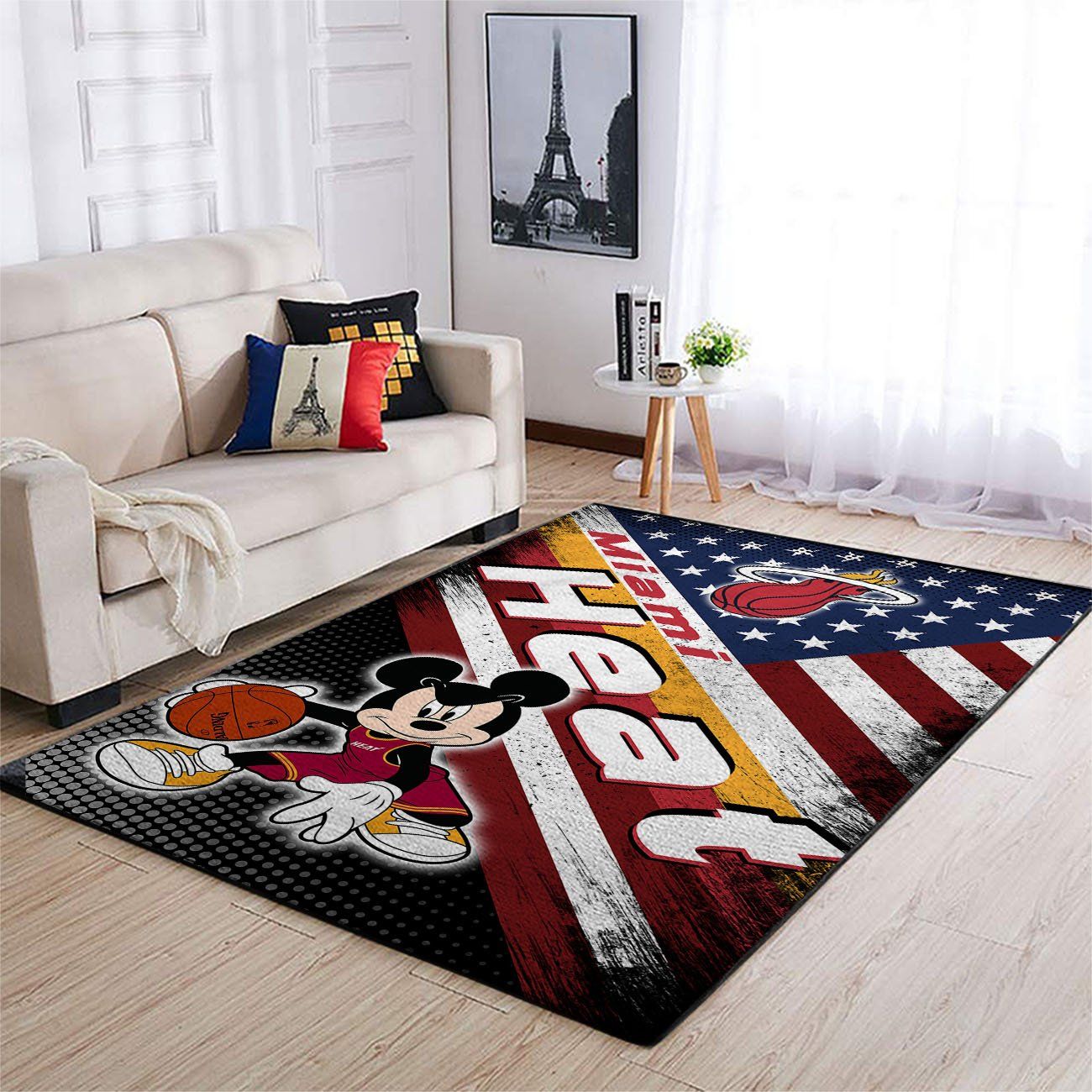 Miami Heat Nba Team Logo Mickey Us Style Nice Gift Home Decor Rectangle Area Rug
