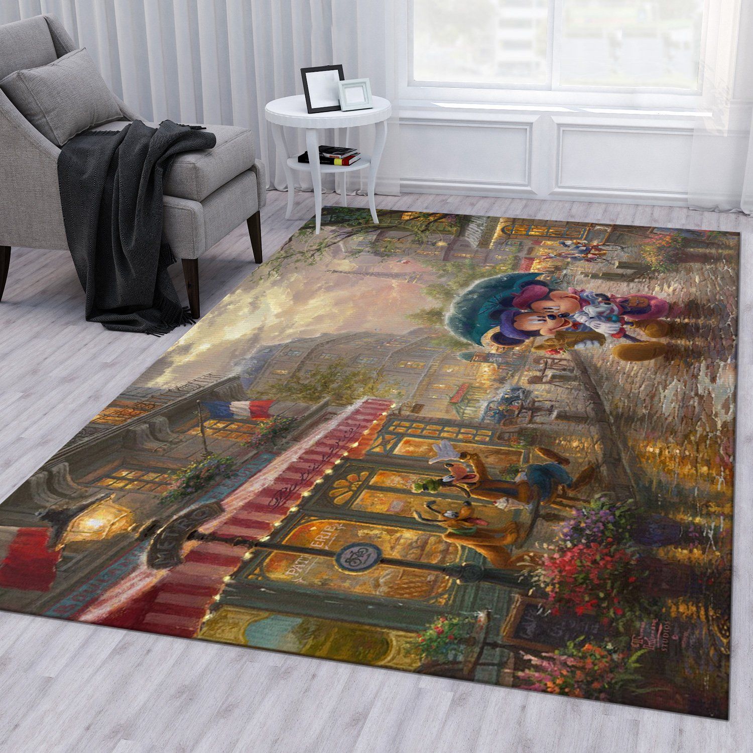 Mickey And Minnie In Paris Christmas Gift Rug Bedroom Rug Home Decor