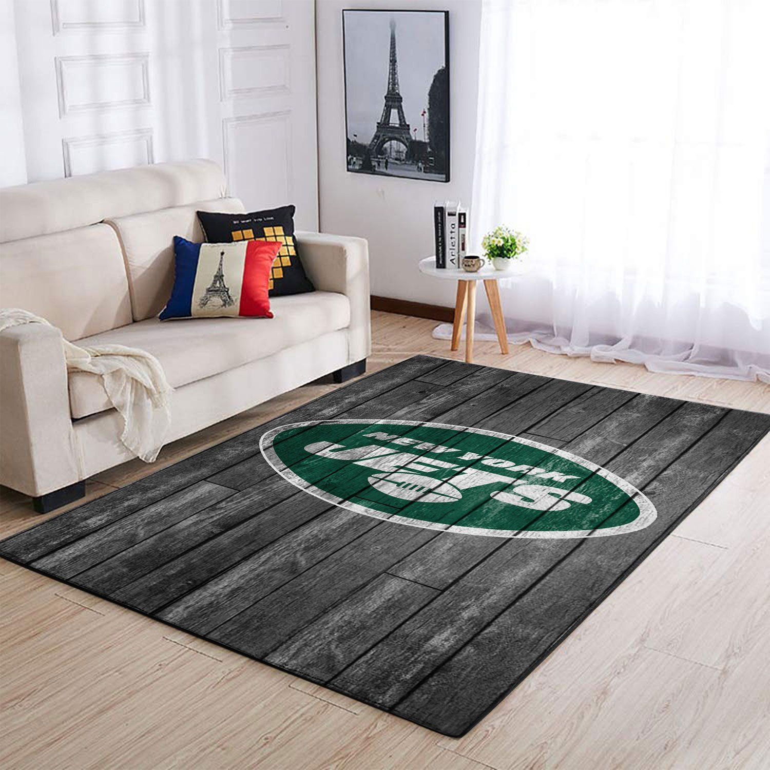 New York Jets Nfl Team Logo Grey Wooden Style Style Nice Gift Home Decor Rectangle Area Rug