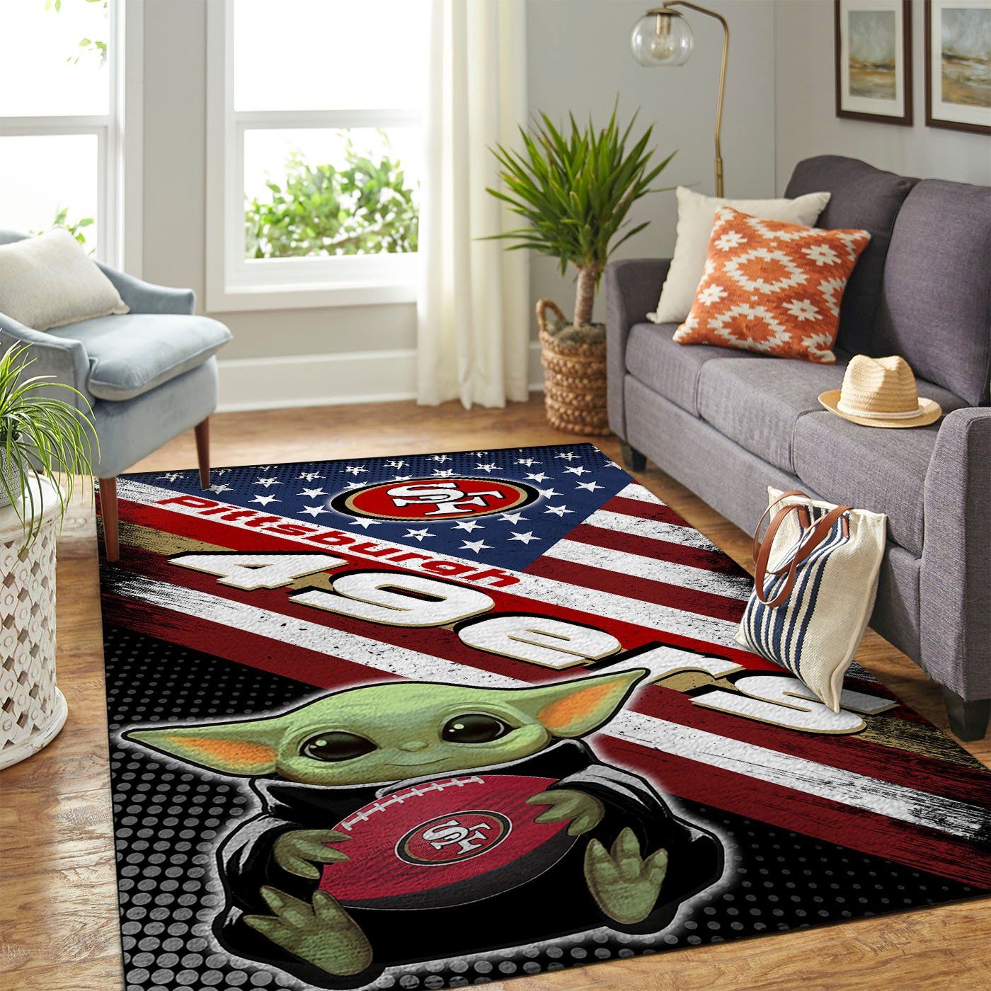 San Francisco 49ers Nfl Team Logo Baby Yoda Us Style Nice Gift Home Decor Rectangle Area Rug
