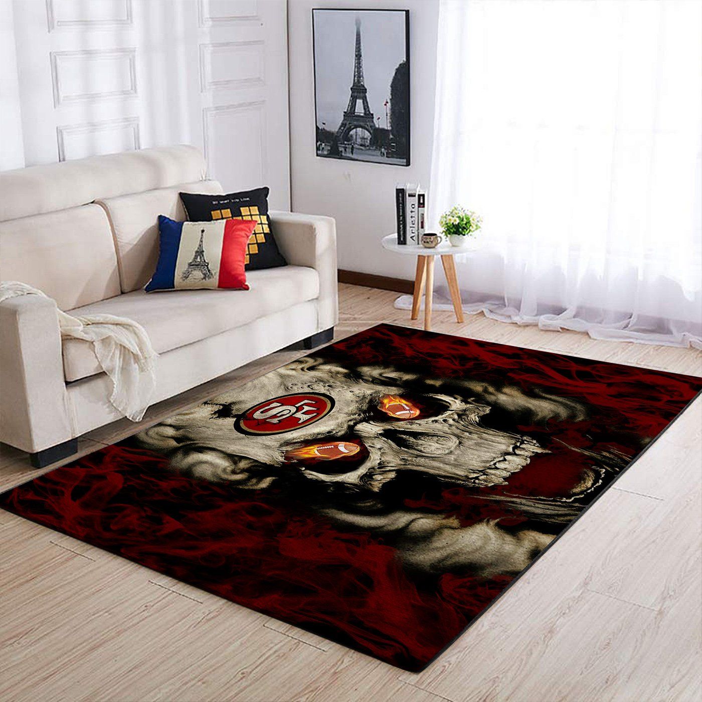 San Francisco 49ers Nfl Team Logo Skull Style Nice Gift Home Decor Rectangle Area Rug