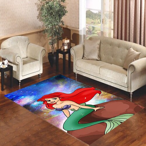 Ariel Little Mermaid In Galaxy Space Living room carpet rugs