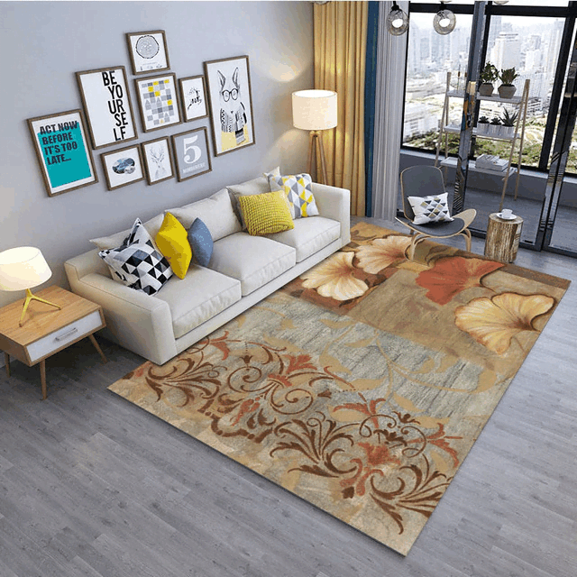 Modern Art Retro Flower Anti Skid Rug Carpet