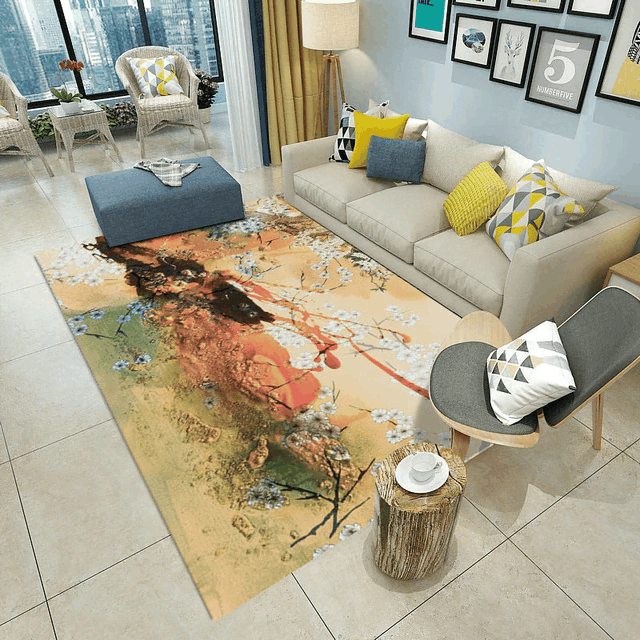 Modern Art Retro Flower Anti Skid Rug Carpet