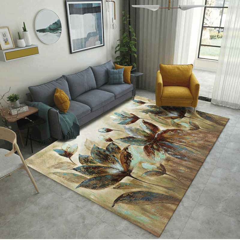 Modern Art Retro Flower Anti Skid Rug Carpet