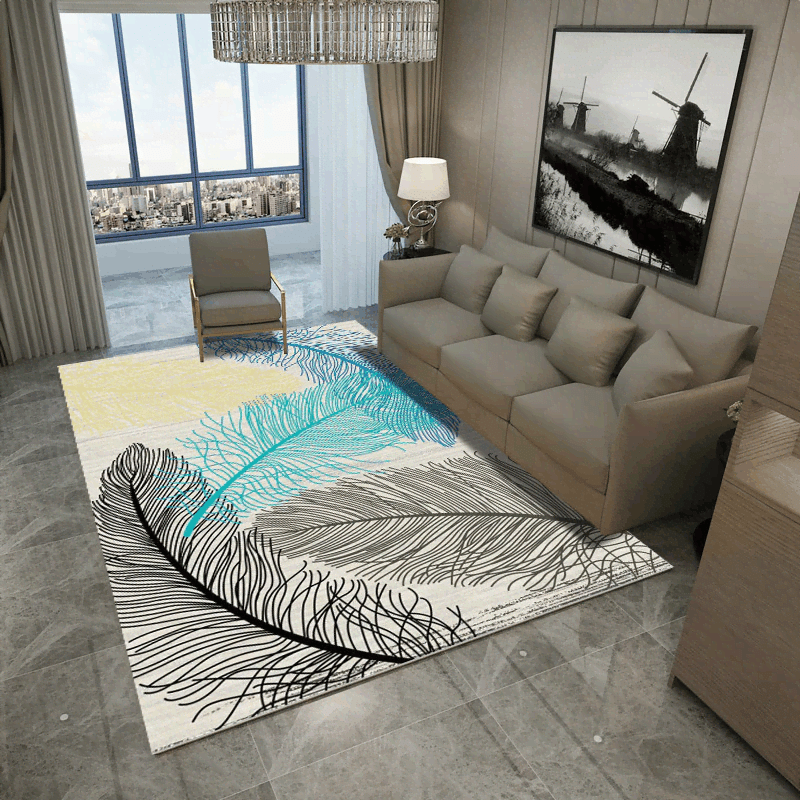 Modern Feather Printed Rug Carpet