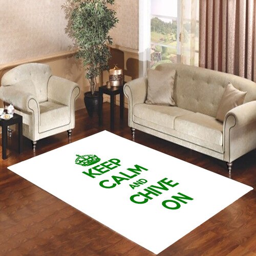 keep calm chive on green white Living room carpet rugs