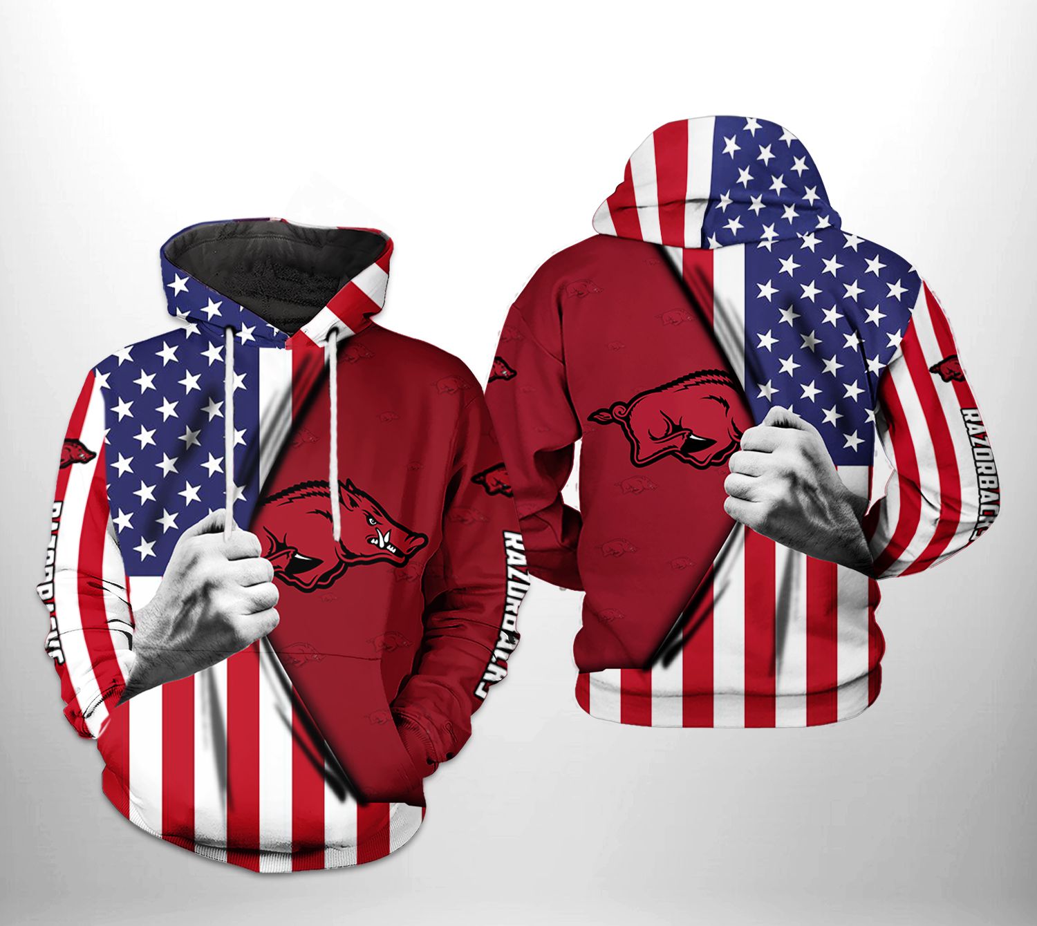 Arkansas Razorbacks NCAA US FLag 3D Printed Hoodie/Zipper Hoodie