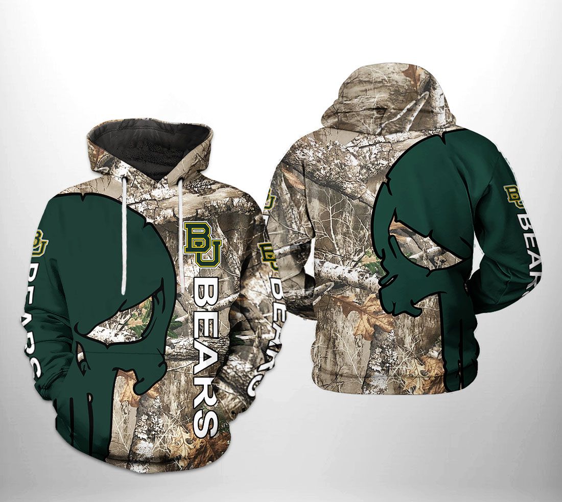 Baylor Bears NCAA Camo Veteran Hunting 3D Printed Hoodie/Zipper Hoodie