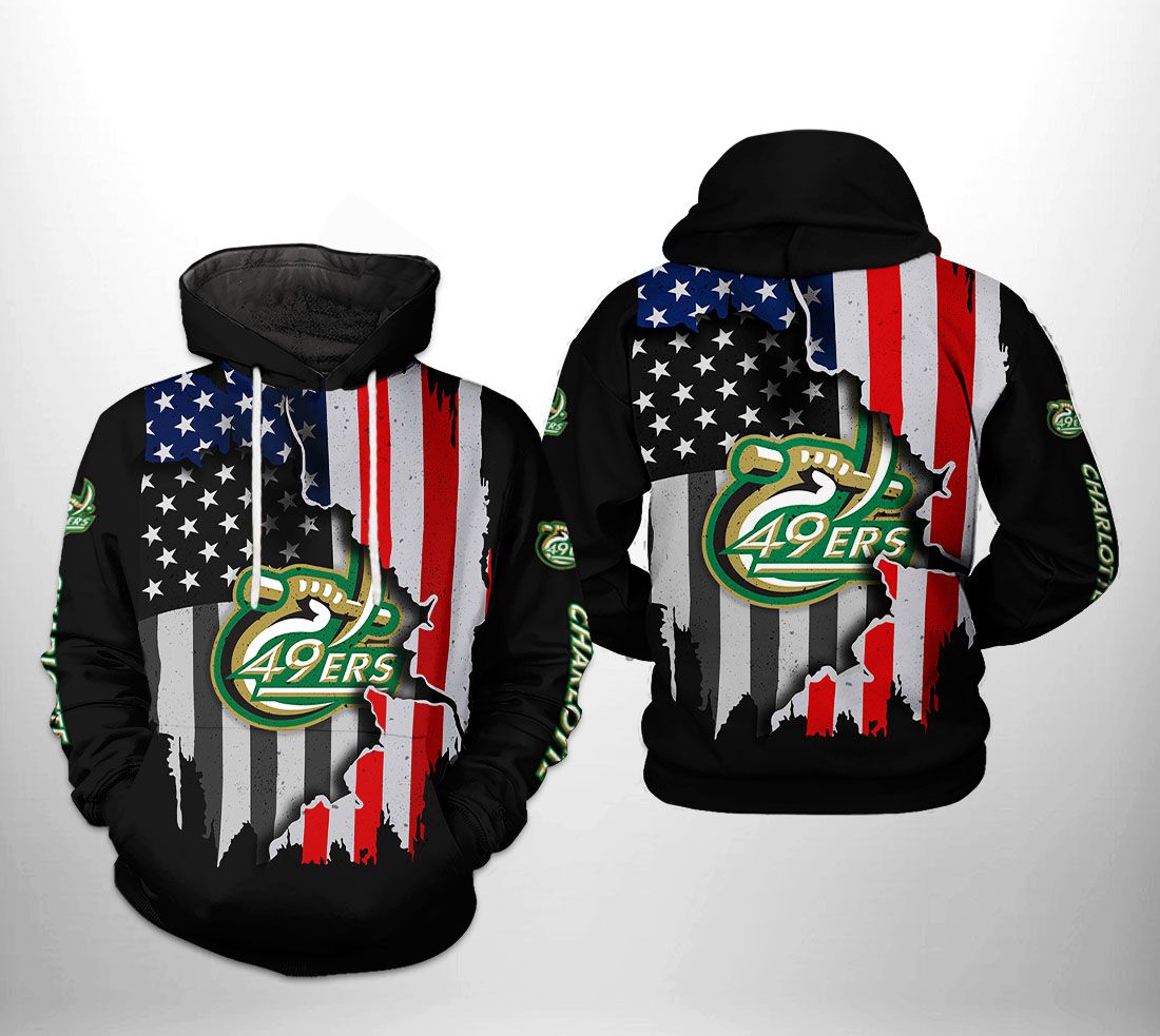 Charlotte 49ers NCAA US Flag 3D Printed Hoodie/Zipper Hoodie