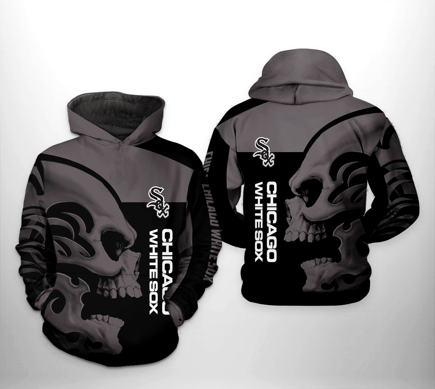 Chicago White Sox MLB Skull 3D Printed Hoodie/Zipper Hoodie