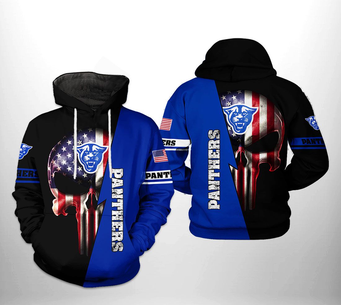 Georgia State Panthers NCAA US Flag Skull 3D Printed Hoodie/Zipper Hoodie