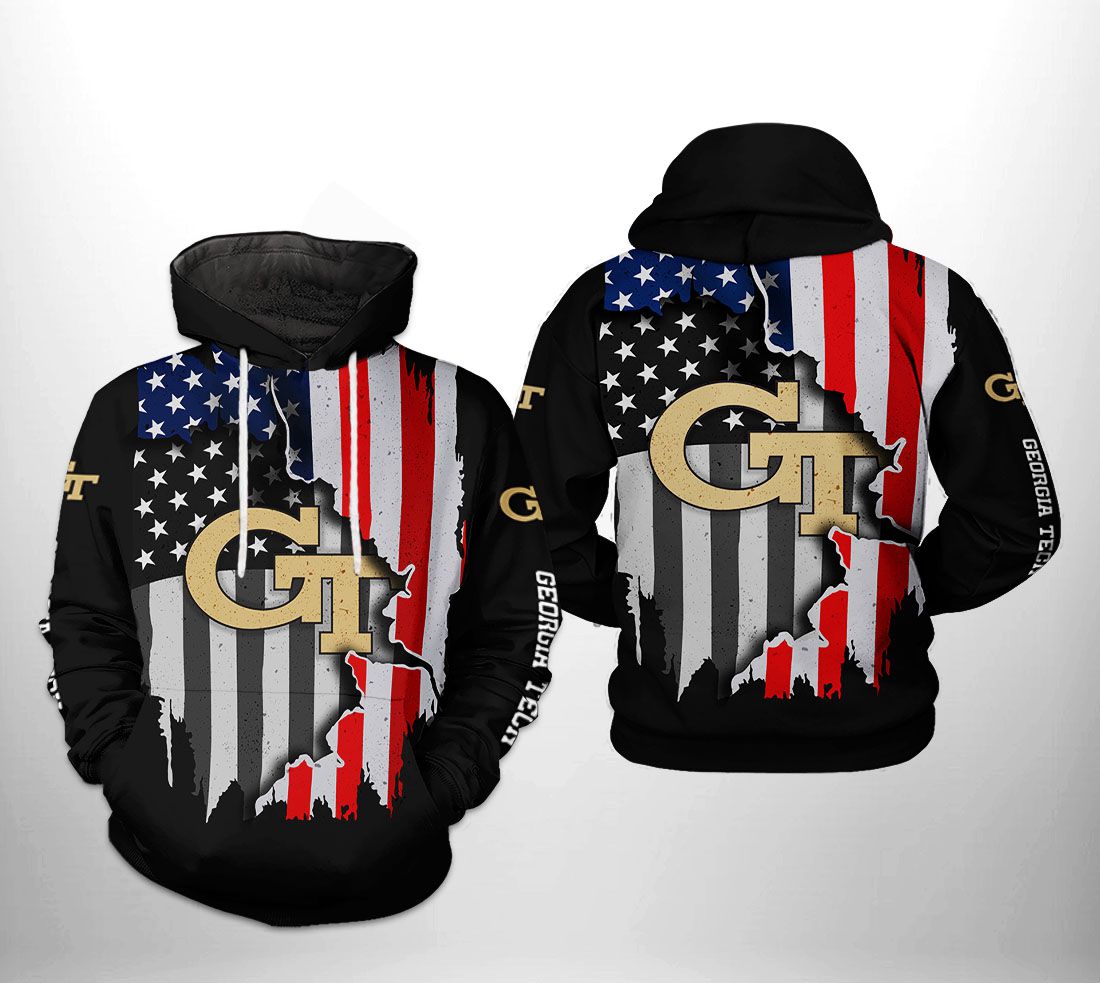 Georgia Tech Yellow Jackets NCAA US Flag 3D Printed Hoodie/Zipper Hoodie
