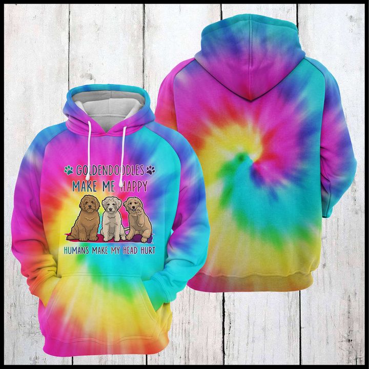 Goldendoodle Tie Dye 3D Printed Hoodie/Zipper Hoodie