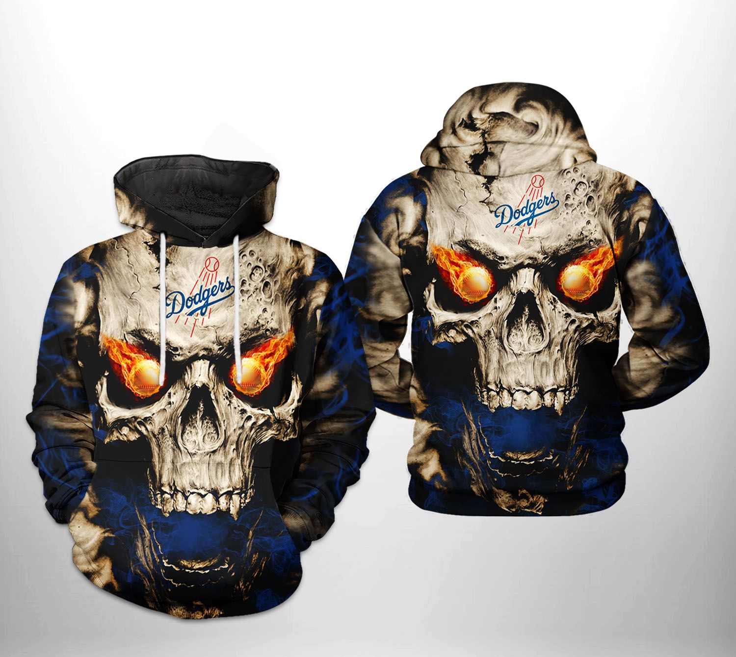 Los Angeles Dodgers MLB Skull 3D Printed Hoodie/Zipper Hoodie