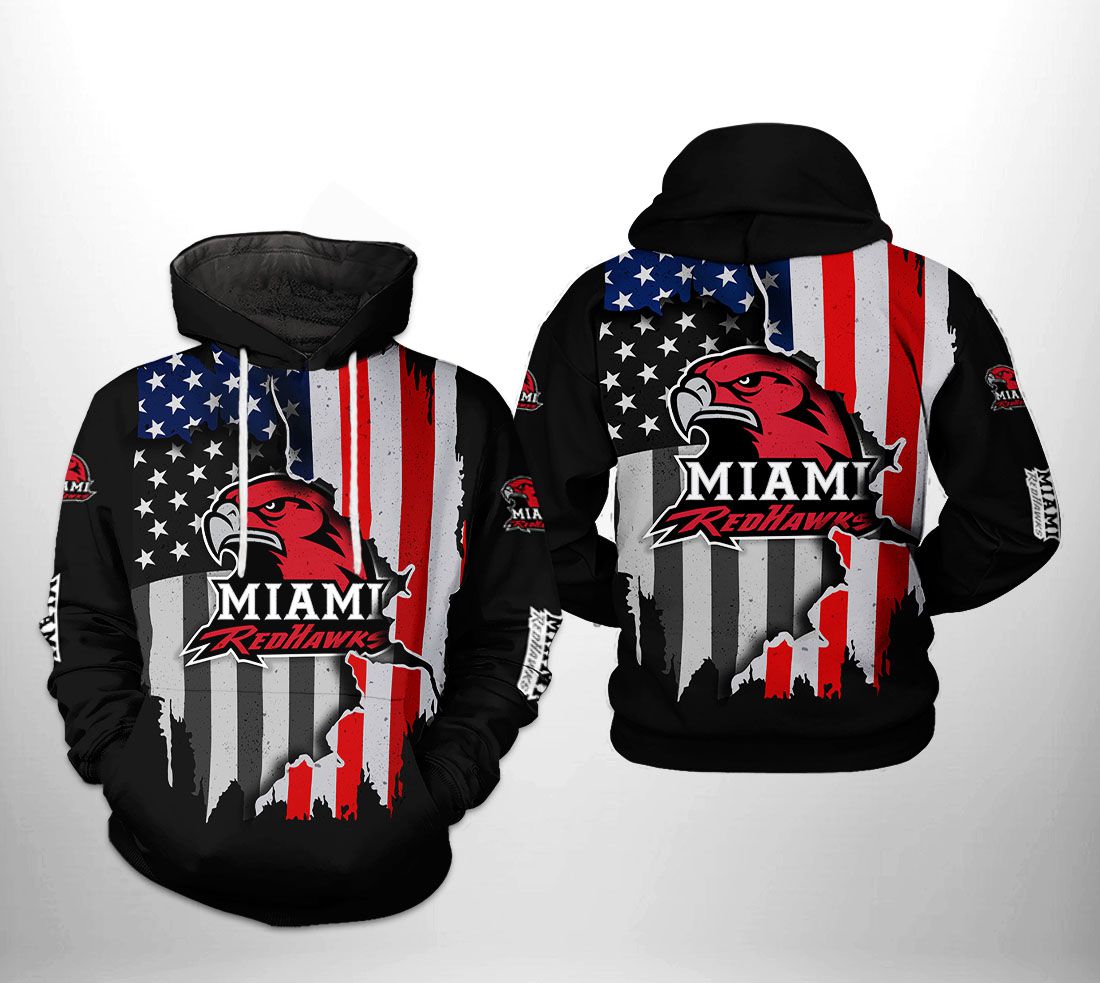 Miami Redhawks NCAA US Flag 3D Printed Hoodie/Zipper Hoodie