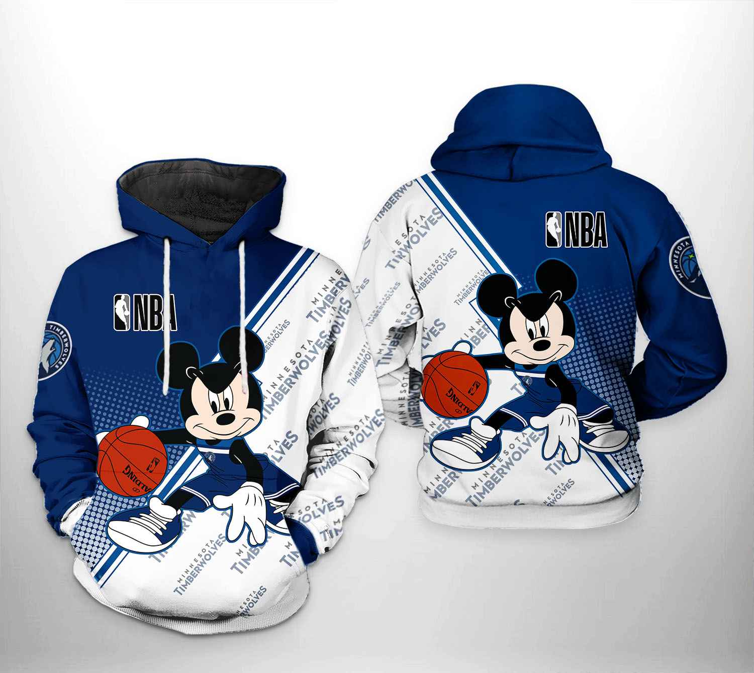 Minnesota Timberwolves NBA Mickey 3D Printed Hoodie/Zipper Hoodie