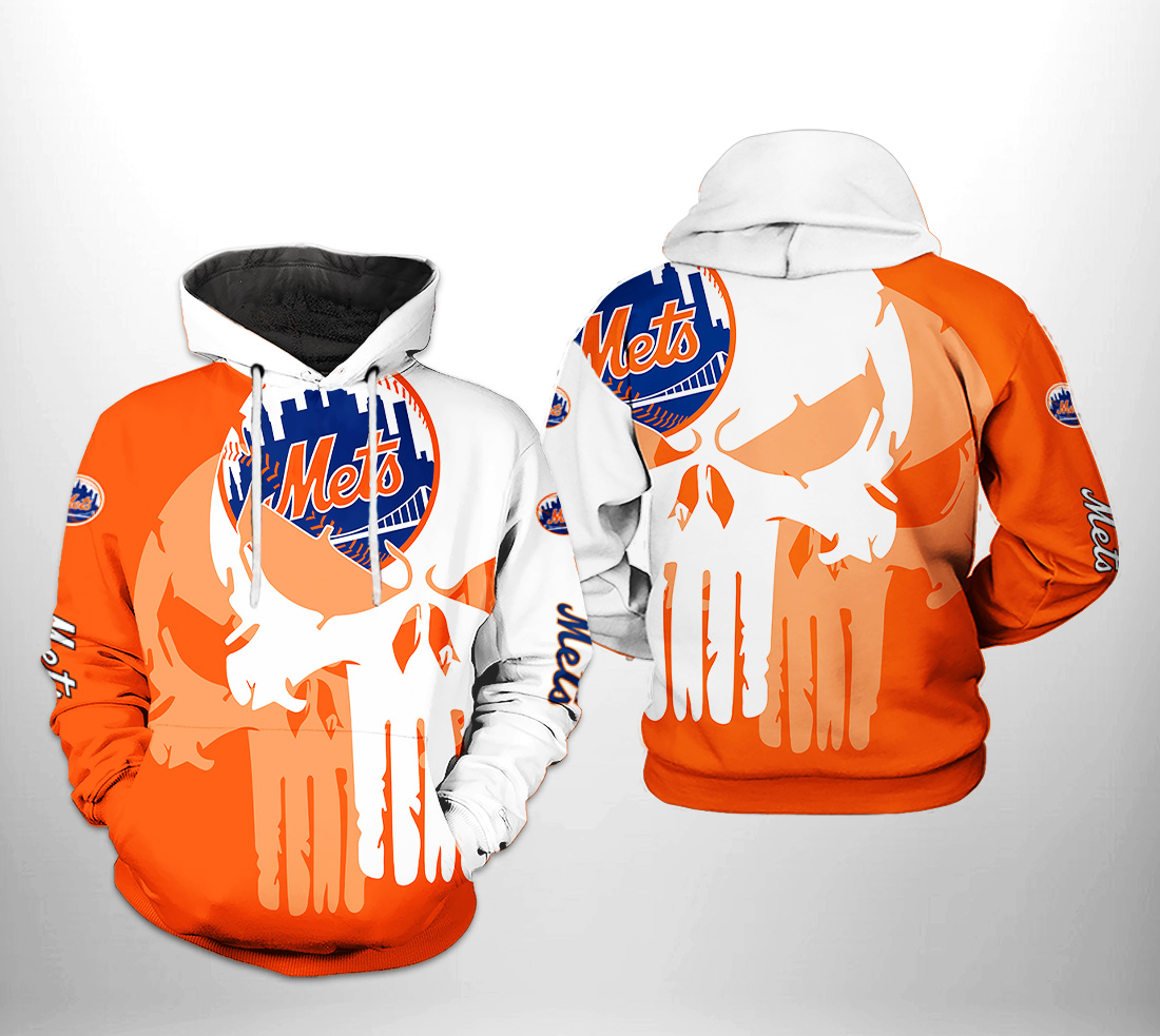 New York Mets MLB Team Skull 3D Printed Hoodie/Zipper Hoodie