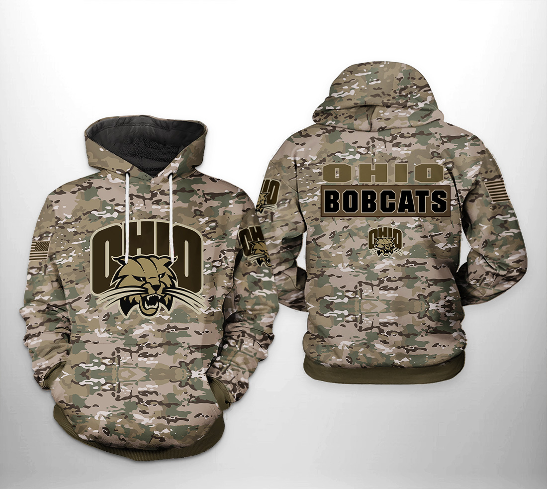 Ohio Bobcats NCAA Camo Veteran 3D Printed Hoodie/Zipper Hoodie