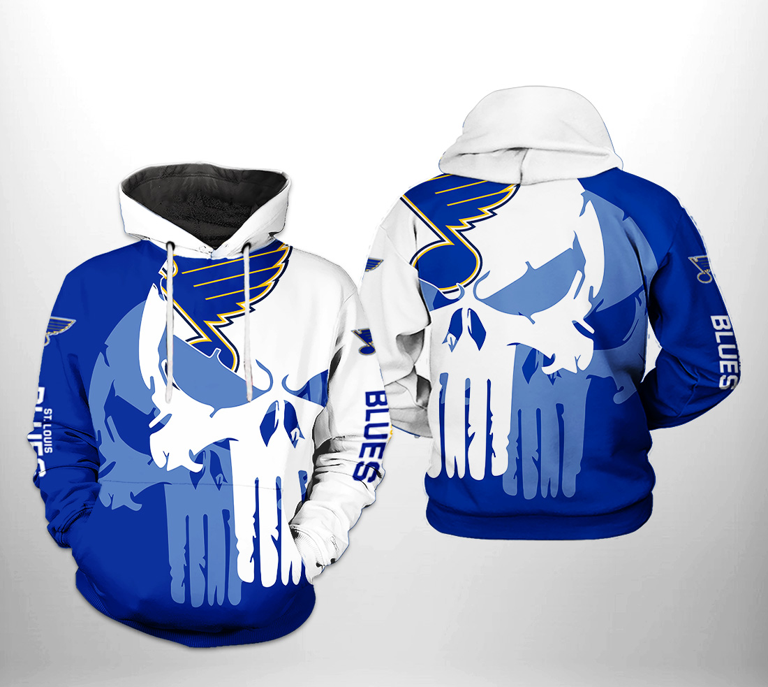 St. Louis Blues NHL Team Skull 3D Printed Hoodie/Zipper Hoodie