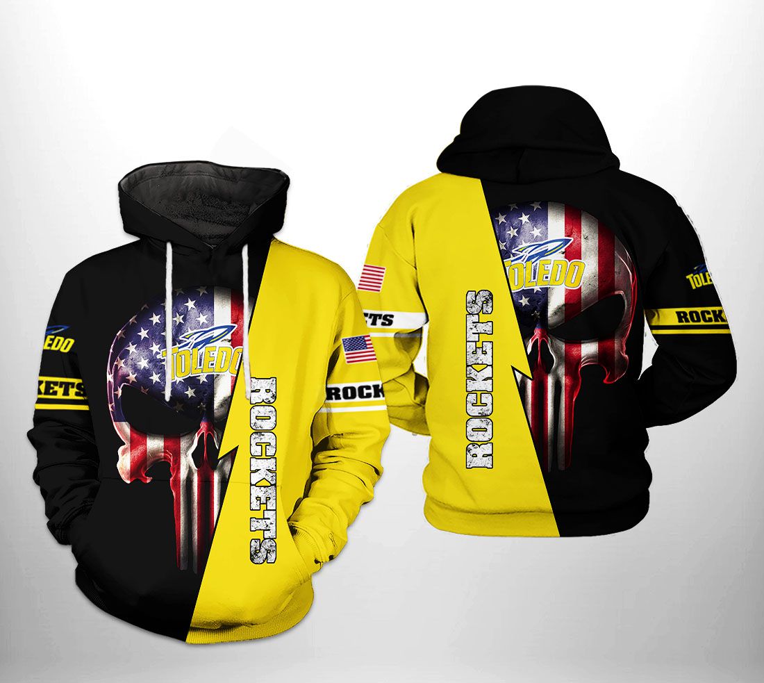 Toledo Rockets NCAA US Flag Skull 3D Printed Hoodie/Zipper Hoodie