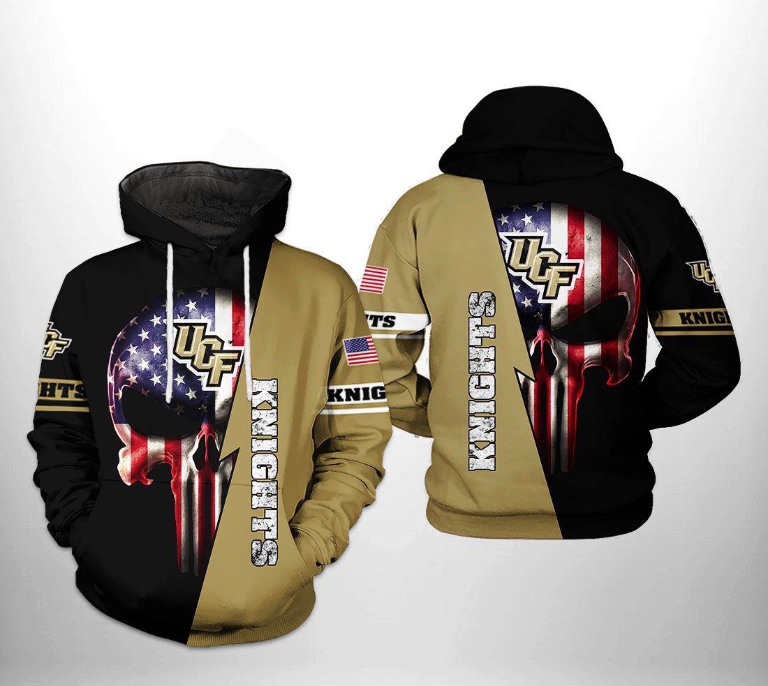 UCF Knights NCAA US Flag Skull 3D Printed Hoodie/Zipper Hoodie
