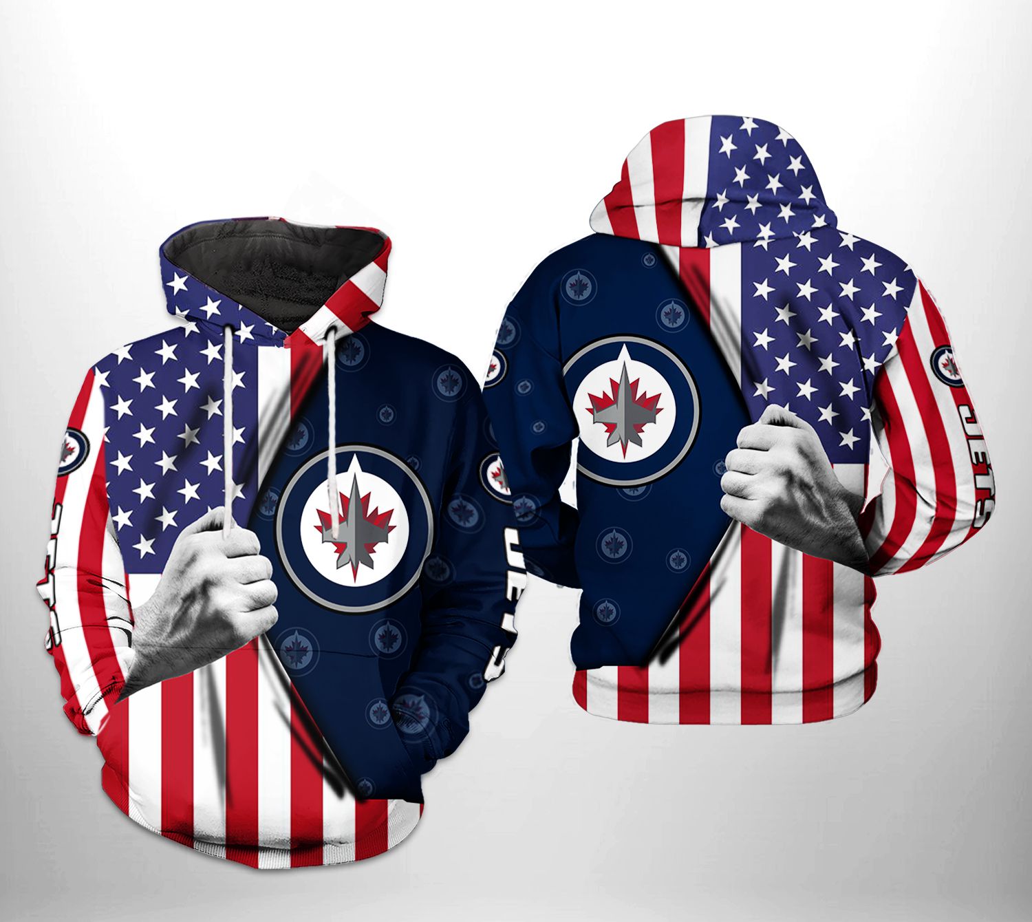 Winnipeg Jets NHL US FLag 3D Printed Hoodie/Zipper Hoodie