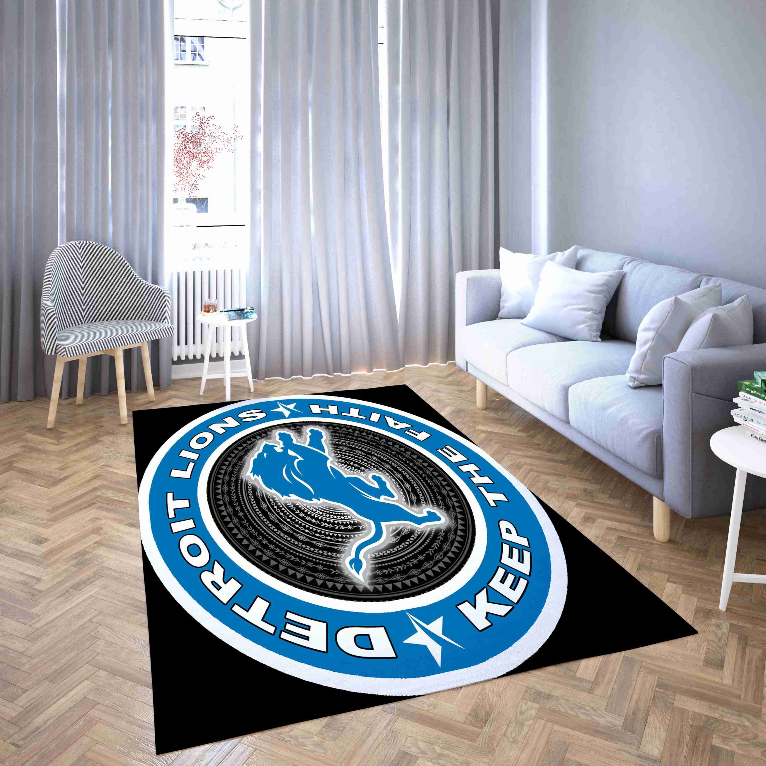 Detroit Lions Logo Nfl Living Room Rug Carpet