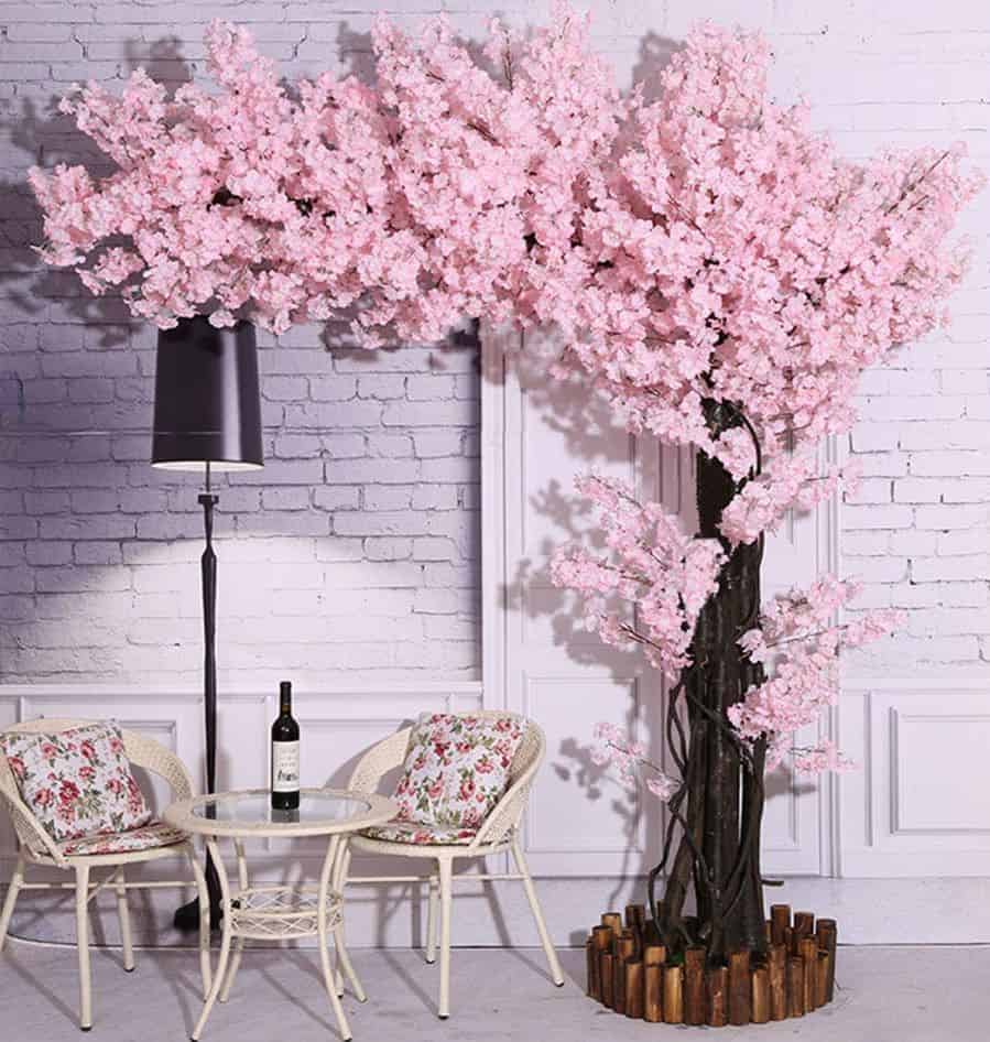 Vicwin-One Artificial Light Pink Japanese Cherry Blossom Tree Decor