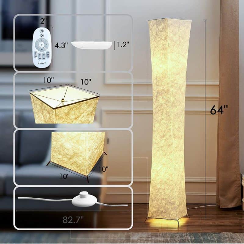 Japanese Rice Paper Floor Lamp, CHIPHY 64'' Tall