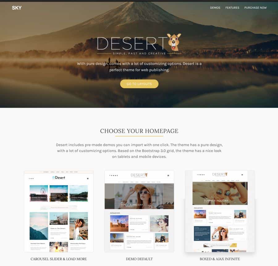 Desert Theme - WordPress Travel Blog Theme