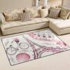 Romantic Paris Eiffel Tower Area Rug Decor for Bedroom