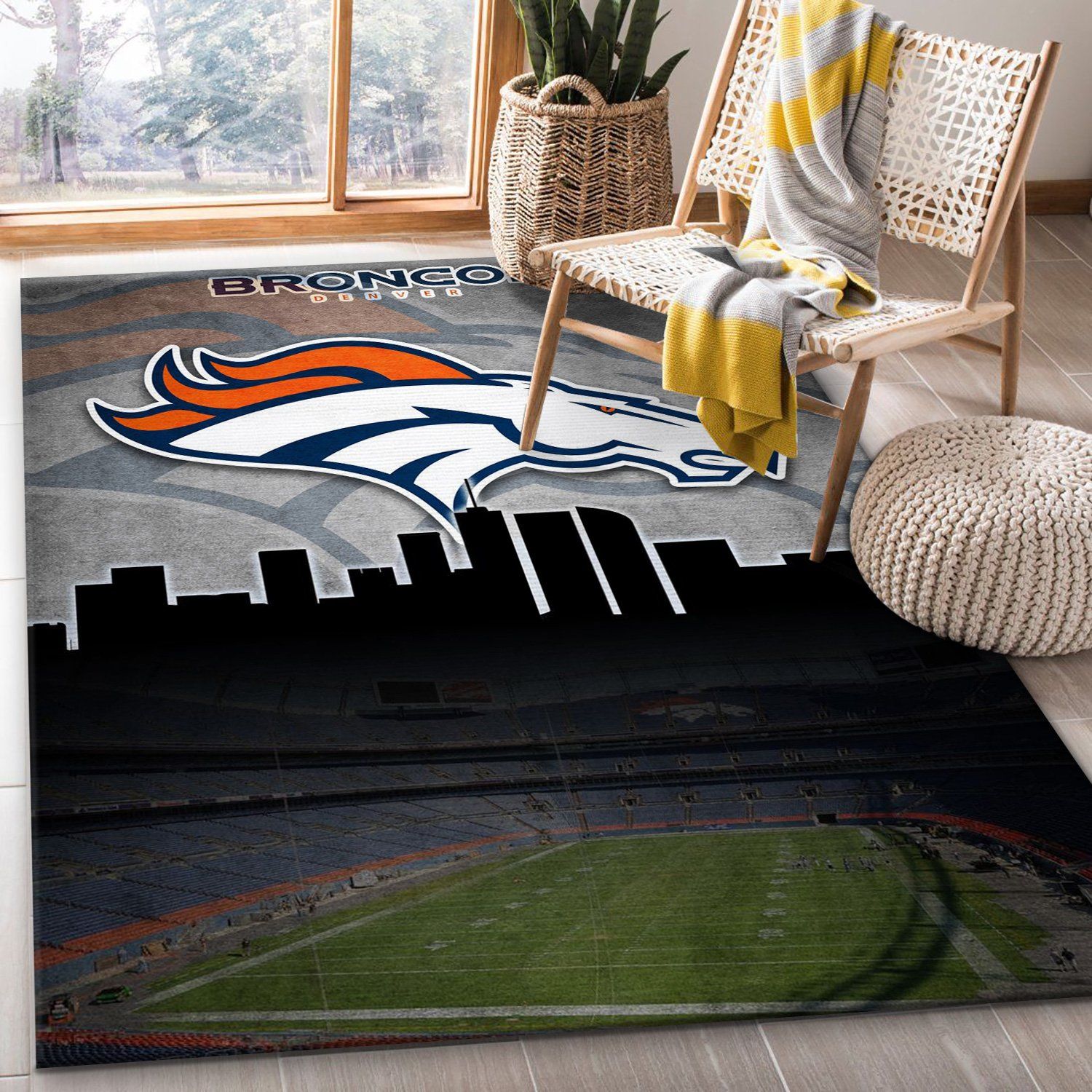 Denver Broncos NFL Area Rug Living Room Rug Home US Decor